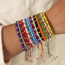 1 pieza/Bohemio/Nuevo Chino/Pulsera con cuentas de cristal y doradas, Pulsera de la suerte/Representa dinero y prosperidad, Adecuado tanto para hombres como para mujeres, Apropiado para diversas ocasiones, Regalo para amigos y familiares