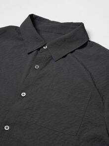 Men's Solid Color Grid Pattern Business Casual Cardigan, Fashionable Minimalist Stylish Knit Jacket With Button, Long Sleeve Lapel Collar, Suitable For Spring And Autumn