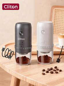 CLITON 1pc Arabic Coffee Electric Grinder - 40 Adjustable Settings, 1800mAh Battery, 7 Sizes & 3 Colors (Black/White/Silver Stainless Steel), Dual Grind Modes For Turkish Coffee, Espresso, Camping - Eid Gift, Luxury Kitchen Accessories, Home Appliances Ramadan Gifts
