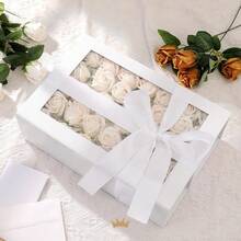 Large White Gift Box With Window, 13.5x9x4.1 Inches Clear Gift Box For Present Contains Ribbon, Card, Bridesmaid Proposal Box With Magnetic Lid (Glossy White) - Trắng-13,5x9x4,1 inch-Gói 1 - Xem 2