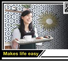 ZYBUX Set Of 2 Anti Slip Food Tray Rectangular Top And Bottom Non Slip Tray Plastic Reusable Trays For Eating Dinner W/High Grip Rubber Surface, Easy Grip Serving Tray With Handles 30 X 40cm - 1 Grey 1 White - View 2