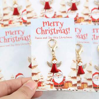 10pcs Christmas Angel Keychain Set With "Merry Christmas" English Greeting Card - Holiday Christmas Stocking Stuffers, Christmas Tree Decorations, Party Favors And Thoughtful Holiday Gifts 2025