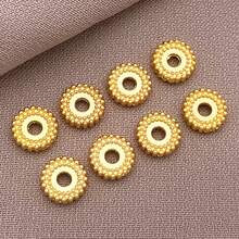 10/20 件 18K 镀金珠子扁平圆形隔珠黄铜散珠隔珠柱状圆珠隔珠适用于手链项链串珠首饰制作 DIY 工艺品 - 金色 - 查看 15