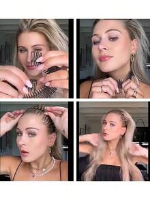 3/1pc Flexible Circular Stretch Hair Combs, Headband Hairband Holder For Women Girls Zig Zag Style Circle Headbands With Teeth For Women's Hair Accessories ,Hair Styling Tools ,Hair Styling Kit