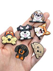 16 件可爱卡通小狗 DIY 鞋饰套装，适用于镂空木屐、沙滩凉鞋、人字拖 - 彩色 - 查看 3