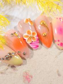 12Pcs 3D Handmade Flower Nail Charms, DIY Acrylic Nail Art Flower Petal Pendants, Carefully Carved With Acrylic Powder, Handcrafted Acrylic Powder Designs, Suitable For Women And Girls