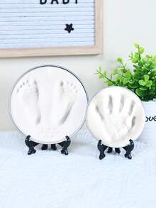 (S Set = 1 Stempelkissen (25g) + 1 Ständer + 1 S Größe runde Form) / (M Set = 1 Stempelkissen (45g) + 1 Ständer + 1 M Größe runde Form) / Set = (S Set + M Set) / Baby's 100. Tag/1. Geburtstag Geschenk, Neugeborenen Wachstums Erinnerung, Baby Handabdruck & Fußabdruck Ton Formset (Ohne Schleife), S Form Durchmesser 9cm, M Form Durchmesser 12cm (Formform zufällig) - Verschiedenfarbig - Übersicht 11