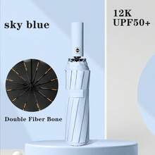 24骨自动雨伞，防风耐用，男士必备商务配件，两用防紫外线遮阳篷，防晒防雨