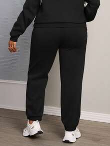 Women's Plus Size Sweatpants - Customize Your Sweatpants, Add Your Photo/Design, Create Your Own Exclusive Pants, Plus Size Fleece Pants, Pants Black - Black - View 4