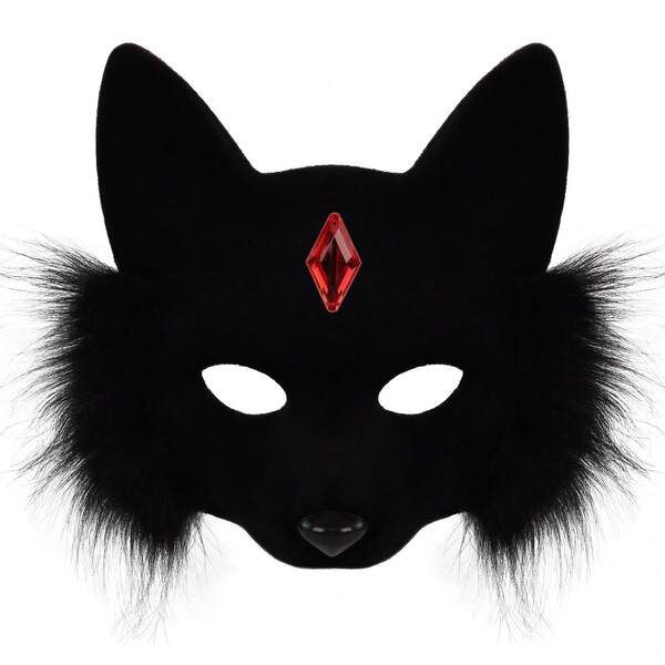 1pc Halloween Masquerade Party Animal Half Face Mask, Fox Mask Costume Prop