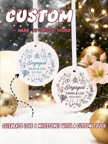 Ornamento di fidanzamento personalizzato, ornamento in ceramica per matrimonio personalizzato, regalo di primo Natale fidanzati, ricordo per coppia appena sposata, decorazione con iniziali e data personalizzata, ornamento con iniziali della coppia, ornamento con data personalizzata, decorazione natalizia personalizzata, ornamento per albero di anniversario, regalo di matrimonio personalizzato, ornamento per coppia personalizzato, ornamento per albero di anniversario, regalo natalizio personalizzato