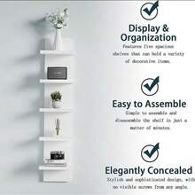 1个5层多功能置物架，2026新款，易于安装，可收纳更多物品，适用于卧室、浴室、厨房、办公室、客厅、书架，非常适合收纳卧室用品、房间装饰、秋季装饰、家居生活、墙面装饰、家居装饰、斋月装饰、情人节装饰、情人节礼物（优质PVC材质，非木质，防水易清洁） - 彩色 - 查看 7