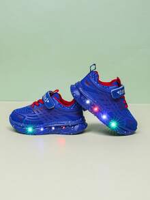 Zapatos deportivos de cuero con iluminación LED para bebés, adecuados para niños y niñas - Casual, con amortiguación de impactos, antideslizantes para todo el año para correr y caminar al aire libre