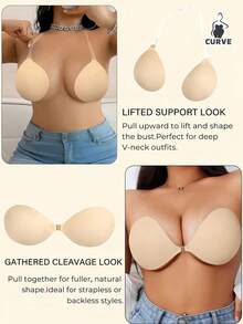 1件装（带肩带）隐形硅胶胸垫，提升胸型，隐形文胸/无背文胸胸垫 - 彩色 - 查看 3