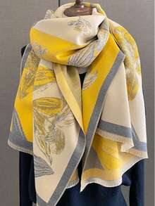 Premium 2-en-1 Écharpe et Châle pour Femmes, Polyvalent, Épais et Chaud, Étole Réversible Longue, Convient pour l'Automne/Hiver pour les Robes - Jaune citron - Voir 3