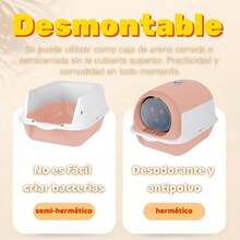 Caja de para Gatos con Capucha, Arenero para Gato Cerrado con Pala, Orinal Inodoro Gatito, Planta de Fcil de Limpiar, a Prueba de Olores, Antisalpicaduras, para Gatitos Rosa - Rosa - Ver 7