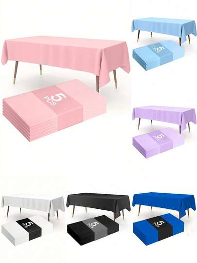 137x183cm 一次性纯色桌布 - 1 件/5 件多色 PE 矩形桌布，适用于婚礼、派对、生日、新娘送礼会、毕业典礼、洗礼、宴会、圣诞派对桌布、家居装饰