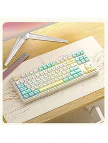 HP K120 Office Gaming Keyboard With Anti-Slip Foot Pads, Plug-And-Play USB Port, High Key Travel, Mechanical Trigger, Colorful Backlight Adjustment, Color-Blocking Design, Suitable For Multi-Engineer Office Environments, Milk Yellow Green - Milk Yellow Green - View 1