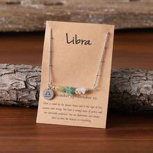 1pc Bohemian Style Natural Stone Necklace With 12 Zodiac Birthstone Pendants - Astrology Constellation ​Personalized Aries​,Taurus​​,Gemini​​,Cancer​​​​,Leo​ ,Virgo​,Libra​,Scorpio​​,Sagittarius​​,Capricorn​,Aquarius​​,Pisces​ Jewelry Perfect Birthday Gift For Her Women, Men, Daughte, Wedding Party Mother's Day Christmas Versatile Everyday Wear (Stone Shape, Size, And Color May Vary)