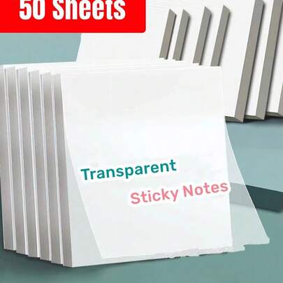 50pcs Clear Waterproof Adhesive Stickers, For Notebook, School Stationery And Office Supplies Back To School