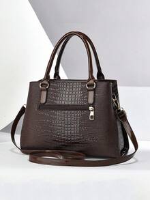Set 3 Tas Tangan Wanita Kulit PU, Tas Tote Fashion Elegan dengan Dompet Koin dan Tempat Kartu, Tas Bahu Multifungsi Kapasitas Besar, Desain Bergaya dan Unik, Tersedia Berbagai Warna - Kopi - View 4