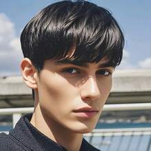 男士日常假发男士假发全头套逼真耐热纤维易打理高光假发修脸效果 - 彩色 - 查看 4