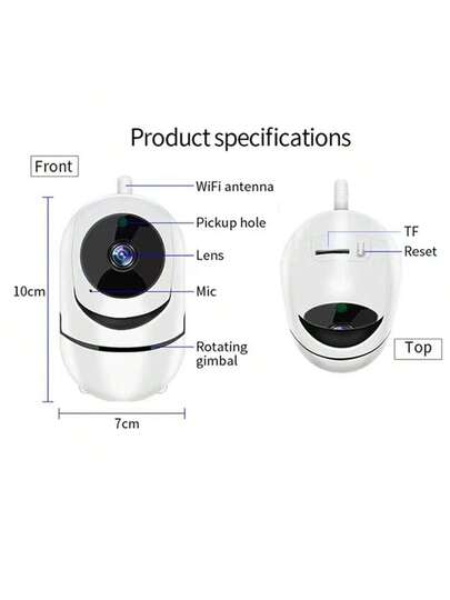 1pc/ 2.4G WiFi Security Camera AI, 360° View, Remote Monitoring, Two Way Audio, Mobile App Control Ideal Home Business Security, Indoor/Outdoor Surveillance view 9