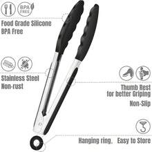 Mini Silicone Kitchen Tongs For Cooking 7Inch Small Serving Tongs With Silicone Tips Set Of 3 Blue - 7 Inch+Black Grey Blue - View 7