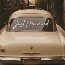 Just Married Vinyl Decal For Car Window Wedding Car Decor, Getaway Car Decal, Bride And Groom Car Decal, Romantic Wedding Day