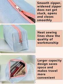 1 szt. Aksamitna kosmetyczka z zamkiem błyskawicznym, damska prosta torba podróżna z zamkiem błyskawicznym, torba plażowa, organizer, uchwyt na szminkę, przenośna kosmetyczka podróżna, duża kosmetyczka podróżna z zamkiem błyskawicznym, wielofunkcyjna torba do przechowywania, niezbędne rzeczy w podróży, niezbędne na rejs, niezbędne rzeczy w akademiku, akcesoria podróżne, akcesoria do domu, odpowiednia do organizacji domu i podróży na świeżym powietrzu, podróże służbowe, wakacje na plaży