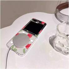 Funda plegable magnética con diseño de tulipán y corazón para Samsung Galaxy Z Flip3 5G/Galaxy Z Flip 4 5G/Galaxy Z Flip 5 5G/Galaxy Z Flip 6 5G/Galaxy Z Flip 7 5G, diseño adorable y romántico para mujeres