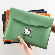 Sanrio Teczka na dokumenty i torba do przechowywania Hello Kitty, wykonana z grubej skóry PU, najwyższej jakości, z magnetycznym zapięciem na zatrzask, przenośna i wielofunkcyjna, duża pojemność, z łatwością przechowuje dokumenty i inne przedmioty