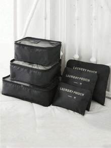 1/6pcs Travel Organizer Set - Foldable Luggage Organizer Bags, Large Capacity Waterproof Packing Cubes, Shoe Bags, Drawstring Bags, Toiletry Bags, Lingerie Bags, Cosmetic Bags, Organizer Pouches To Easily Organize Clothes, Suitable For Pens, Eyeshadow Brushes, Sanitary Pads, Lipsticks, Makeup Brushes, Eyeliners, Lip Glosses, Skincare, Toothbrush Holders, Soaps, Shampoos, Combs, Watches, Phones, Necklaces, Jewelry, And Electronics - Blue Spots - View 14