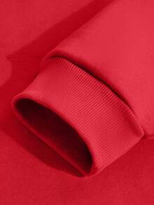 1 pièce Sweat-shirt-shirt unisexe en coton avec imprimé graphique de Noël, pull décontracté doux et respirant pour l'automne/l'hiver - Rouge - Voir 4