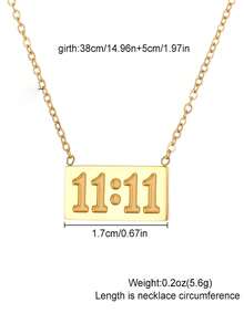 1pc Fashionable Gold Stainless Steel Angel Number 11:11 Lucky Digit Pendant Necklace, Women's Daily Protective Jewelry, Christmas & Birthday Gift