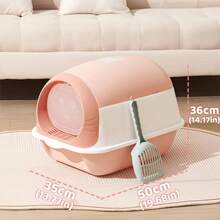 Caja de para Gatos con Capucha, Arenero para Gato Cerrado con Pala, Orinal Inodoro Gatito, Planta de Fcil de Limpiar, a Prueba de Olores, Antisalpicaduras, para Gatitos Rosa - Rosa - Ver 8