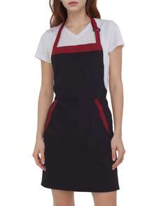 1pc Adjustable Work Baking Chef Kitchen Coffee Cooking BBQ Pocket Apron, For Home, Restaurant, Craft, Garden, BBQ, School, Cafe, Unisex