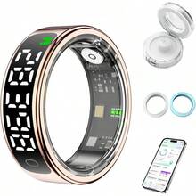 Smart Health Ring For Women Men, Smart Ring Fitness Tracker For IOS Android, Heart Rate, Blood Oxygen, Blood Pressure, Sleep Monitoring,5ATM Waterproof, No Subscription Fee (Gold, 10 # ) - 金色 - 查看 2
