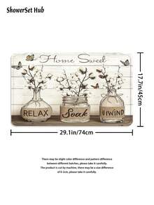 Set de perdele de duș retro cu fluture și sticlă, 1/3/4 buc, accesorii impermeabile și rezistente la uzură, cu 12 cârlige - include husă pentru scaun de toaletă, covorașe de baie și covoare - țesătură din poliester antiderapantă - lavabilă - perfectă pentru decor de sărbători, decor pentru casă/dormitor/casă/vest, decor de Crăciun