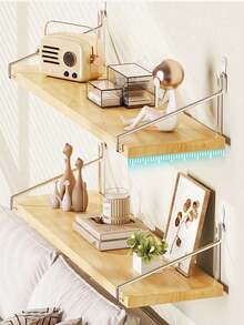 1件套房间、卧室、客厅、书房、宿舍隔断架、壁挂式悬浮架、免钻孔壁挂架、墙面装饰、卧室、厨房、办公室、书架、储物架 - 黃色 - 查看 3