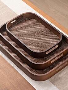 1 tavă de servire din lemn de nuc cu mâner, pentru alimente, gustări, băuturi, sushi, friptură, pizza, deserturi, prăjituri, pâine, tavă pentru micul dejun, tavă pentru cafea, tavă pentru ceai, platou pentru mezeluri