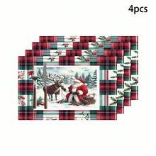 1/4/6 Stücke Weihnachts-Schneemann, Weihnachtsmann und Elch Serie Tischsets, hauptsächlich für Weihnachten, Weihnachtstag Tischsets, geeignet für Party, Küche, Restaurant Dekoration, rutschfest und hitzebeständig, fröhliche Elch Tischsets für Bauernhof, Innenküche, Tischdekoration für Familienfeiern, geeignet für Küchentisch Innen/Außen, abwaschbare Tischsets, die man abwischen kann.