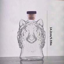 1 件 300 毫升狼冠威士忌玻璃瓶 - 独特的狼头设计，配琥珀色液体，非常适合周年纪念日和特殊场合，威士忌酒瓶 - 無色 - 查看 3