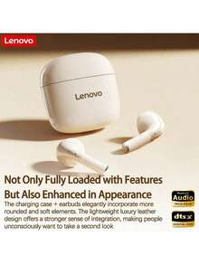 Lenovo Auriculares inalámbricos para juegos EA166: audio de alta resolución, transmisión Bluetooth 5.4 estable, ajuste cómodo en la oreja, optimizados para juegos móviles, color blanco Sakura - Negro - Ver 4