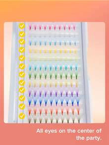 120 Stücke/Box 10D farbige dramatische Wimpern, natürliches Aussehen, geeignet für Musikfestivals, Anime/Manga inspiriertes Make-up