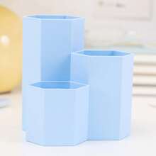 1件创意化妆眉笔收纳盒办公文具多格笔筒学生桌面六角笔筒批发办公桌摆件收纳桶笔筒化妆刷桶 - 彩色 - 查看 7