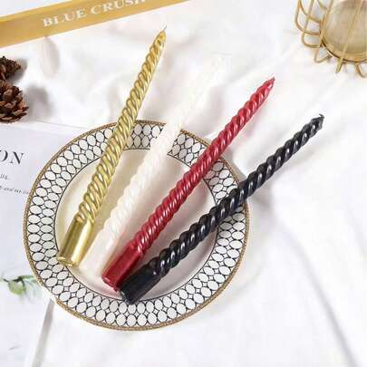 Christmas Spiral Cone Candle Set, Unscented Twisted Candle Holders, Dripless Slim Taper Candles For Holiday Party, Suitable For Halloween, Christmas, Wedding And Other Festivals