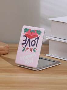 1 Stück romantischer Blumen- & Buchstaben-Serie tragbarer Kosmetikspiegel, faltbar, leicht, ultradünn, praktischer Handspiegeln, nano-elektroplattierter Silberrahmen, zarte Details, geeignet für alle Anlässe und Personen, faltbare quadratische Form für einfaches Tragen