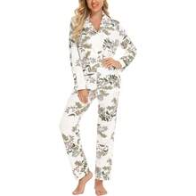 Women's Long Sleeve Button Down Pajama Sets Soft Loungewear Sleepwear For Women S-XXL - 白花 - 查看 2