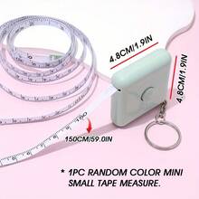 A Mini Measuring Tape Keychain, 59.06inch Retractable Dual Scale Ruler, Sewing Tailoring Fabric Knitting Measuring Tool, Lead-Free, Random Color. - Random Color - View 2